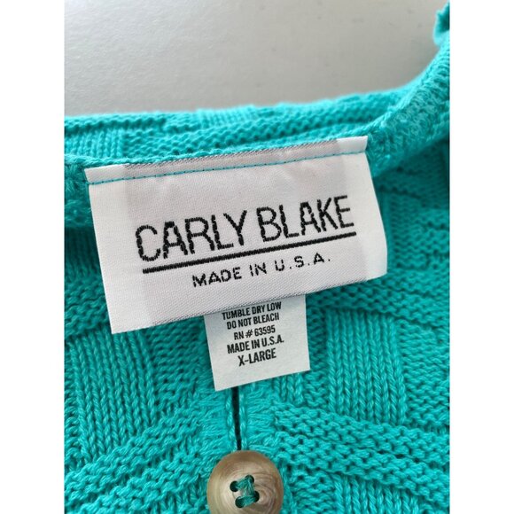 Vintage 90s Carly Blake Sweater Size XL Henley Short Sleeve Knit Deadstock NEW - Picture 4 of 6